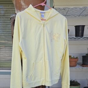 Fashion Bug Zip-Up Butterfly Hoodie SZ.LG Pale Yellow EUC